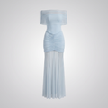 Caspian Off-Shoulder Mesh Maxi Dress