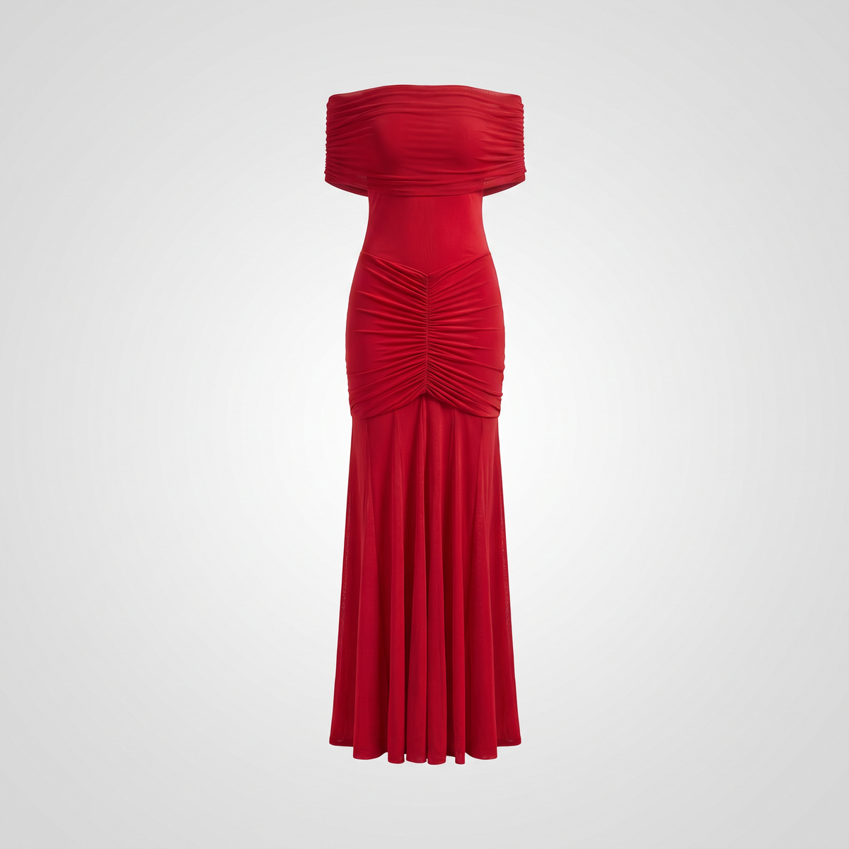 Caspian Off-Shoulder Mesh Maxi Dress