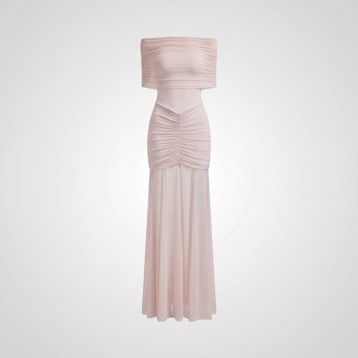 Caspian Off-Shoulder Mesh Maxi Dress