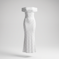 Cole Off-Shoulder Polka Dot Mesh Maxi Dress