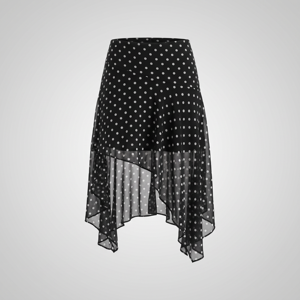 Khalea Polka Dot Handkerchief Midi Skirt