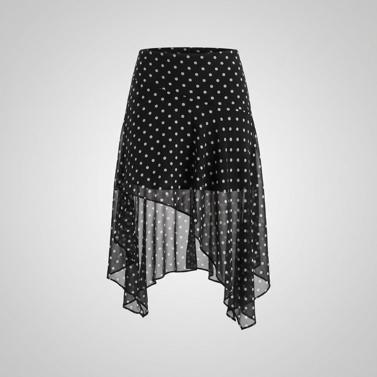Khalea Polka Dot Handkerchief Midi Skirt
