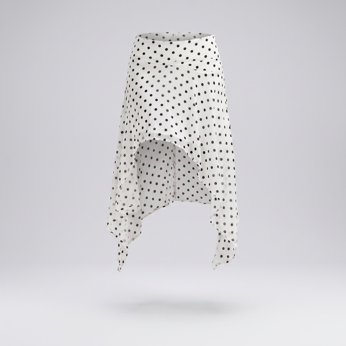 Khalea Polka Dot Handkerchief Midi Skirt