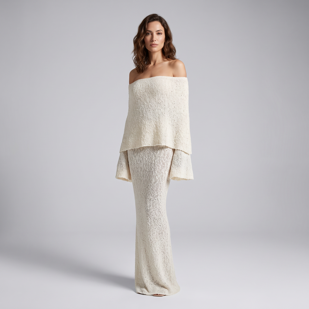 Marisol Off-Shoulder Bouclé Maxi Dress
